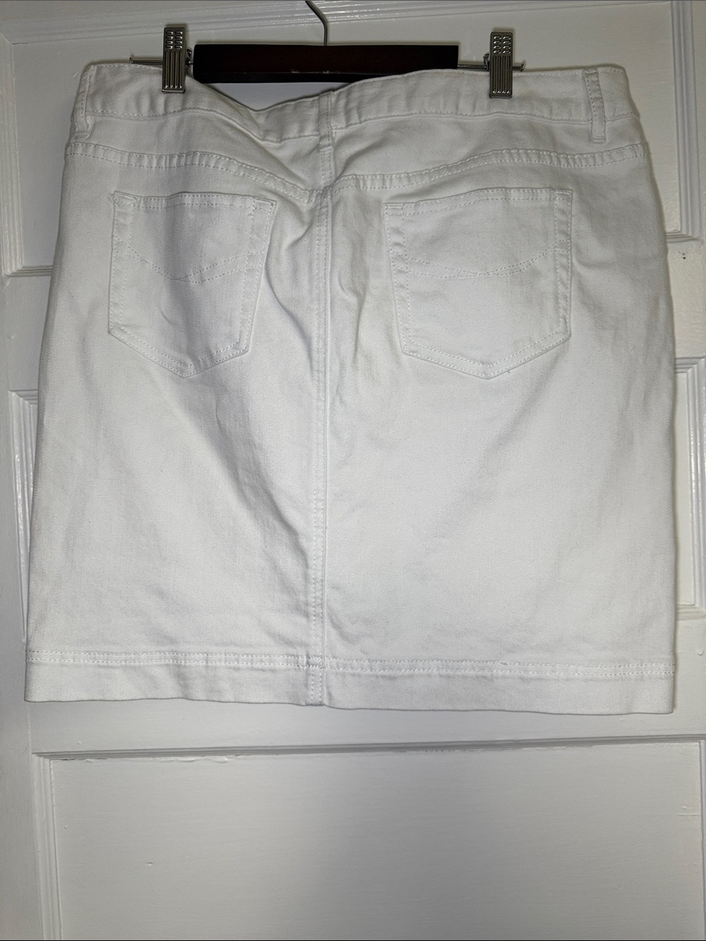 J. Jill White Cotton Stretch Denim Skirt Knee Length Size 12 - Picture 6 of 7